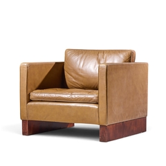 Ludwig Mies Van Der Rohe Mies Van Der Rohe for Knoll Mid Century Walnut and Leather Lounge Chair - 4788650