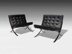 Ludwig Mies Van Der Rohe Mies van der Rohe Black Leather Chrome Early Barcelona Chairs USA 1960s - 4217385