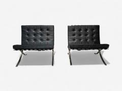 Ludwig Mies Van Der Rohe Mies van der Rohe Black Leather Chrome Early Barcelona Chairs USA 1960s - 4217387