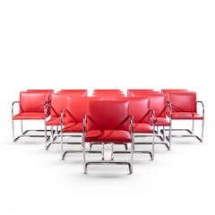 Ludwig Mies Van Der Rohe Mies van der Rohe for Knoll BRNO Cantilever Chrome Dining Chairs Set of 16 - 4711370