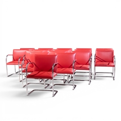 Ludwig Mies Van Der Rohe Mies van der Rohe for Knoll BRNO Cantilever Chrome Dining Chairs Set of 16 - 4711371