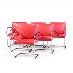 Ludwig Mies Van Der Rohe Mies van der Rohe for Knoll BRNO Cantilever Chrome Dining Chairs Set of 6 - 4711423