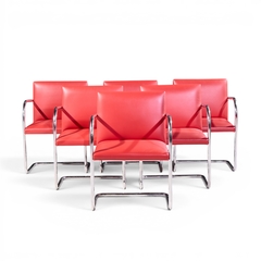 Ludwig Mies Van Der Rohe Mies van der Rohe for Knoll BRNO Cantilever Chrome Dining Chairs Set of 6 - 4711424