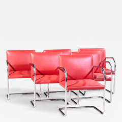 Ludwig Mies Van Der Rohe Mies van der Rohe for Knoll BRNO Cantilever Chrome Dining Chairs Set of 6 - 4714493