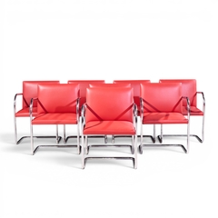Ludwig Mies Van Der Rohe Mies van der Rohe for Knoll BRNO Cantilever Chrome Dining Chairs Set of 8 - 4711382
