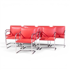 Ludwig Mies Van Der Rohe Mies van der Rohe for Knoll BRNO Cantilever Chrome Dining Chairs Set of 8 - 4711383