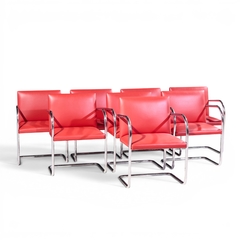 Ludwig Mies Van Der Rohe Mies van der Rohe for Knoll BRNO Cantilever Chrome Dining Chairs Set of 8 - 4711418