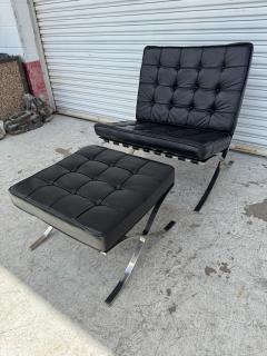 Ludwig Mies Van Der Rohe Mies van der Rohe for Knoll Black Tufted Leather Barcelona Chair and Ottoman - 4232299