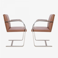 Ludwig Mies Van Der Rohe Mies van der Rohe for Knoll Brno Flat Bar Chairs in Cognac Leather - 301556