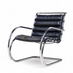 Ludwig Mies Van Der Rohe Mies van der Rohe for Knoll MR Mid Century Black Leather Lounge Chairs Pair - 4357130