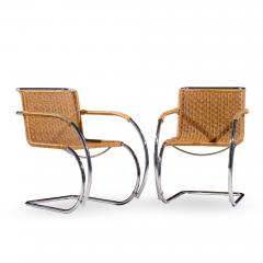 Ludwig Mies Van Der Rohe Mies van der Rohe for Knoll MR Mid Century Rattan and Chrome Chairs Pair - 4521878