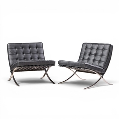 Ludwig Mies Van Der Rohe Mies van der Rohe for Knoll Mid Century Barcelona Chairs Pair - 4710499