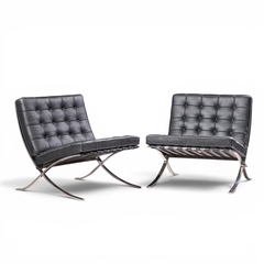 Ludwig Mies Van Der Rohe Mies van der Rohe for Knoll Mid Century Barcelona Chairs Pair - 4710501