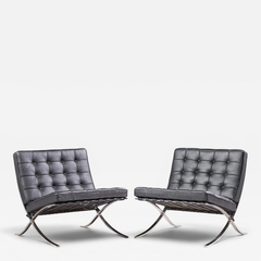 Ludwig Mies Van Der Rohe Mies van der Rohe for Knoll Mid Century Barcelona Chairs Pair - 4710576