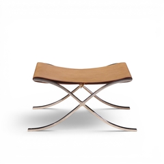 Ludwig Mies Van Der Rohe Mies van der Rohe for Knoll Mid Century Barcelona Stool with Cowhide Sling - 4712996