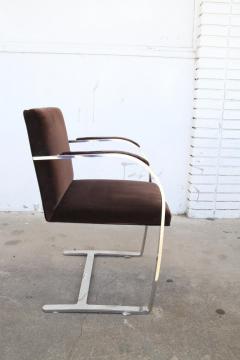 Ludwig Mies Van Der Rohe Pair BRNO Stainless Steel Flat Bar Arm Chairs - 3112781