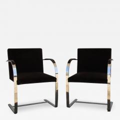 Ludwig Mies Van Der Rohe Pair BRNO Stainless Steel Flat Bar Arm Chairs - 3115702