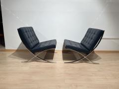 Ludwig Mies Van Der Rohe Pair of 1970s Barcelona Lounge Chairs by Mies van der Rohe in Blue Leather - 3086362