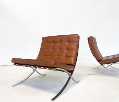 Ludwig Mies Van Der Rohe Pair of Brown Leather Barcelona Chairs by Mies Van Der Rohe for Knoll - 2992745