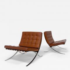 Ludwig Mies Van Der Rohe Pair of Brown Leather Barcelona Chairs by Mies Van Der Rohe for Knoll - 2996508