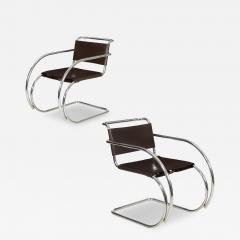 Ludwig Mies Van Der Rohe Pair of MR20 Chrome Steel Leather Armchairs Mies van der Rohe circa 1970s - 4470041