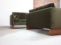 Ludwig Mies Van Der Rohe Pair of Mies van der Rohe Settees in Velvet and Teak - 770613