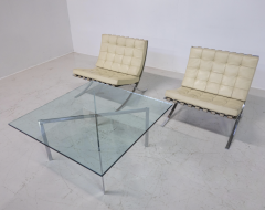 Ludwig Mies Van Der Rohe Pair of Off White Leather Barcelona Chairs by Mies Van Der Rohe for Knoll - 3465825