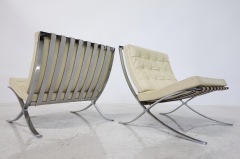 Ludwig Mies Van Der Rohe Pair of Off White Leather Barcelona Chairs by Mies Van Der Rohe for Knoll - 3465826