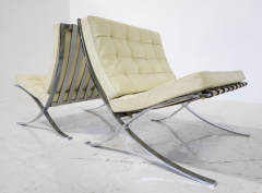 Ludwig Mies Van Der Rohe Pair of Off White Leather Barcelona Chairs by Mies Van Der Rohe for Knoll - 3465827