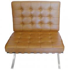 Ludwig Mies Van Der Rohe Pair of Stainless Barcelona Chairs in Tan Leather by Mies Van Der Rohe for Knoll - 263179
