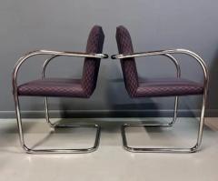 Ludwig Mies Van Der Rohe Pair of Tubular Ludwig Mies van der Rohe Brno Armchairs by Gordon International - 3716297