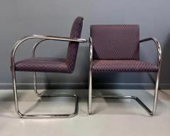 Ludwig Mies Van Der Rohe Pair of Tubular Ludwig Mies van der Rohe Brno Armchairs by Gordon International - 3716299