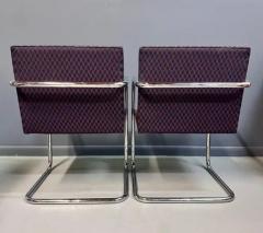 Ludwig Mies Van Der Rohe Pair of Tubular Ludwig Mies van der Rohe Brno Armchairs by Gordon International - 3716325