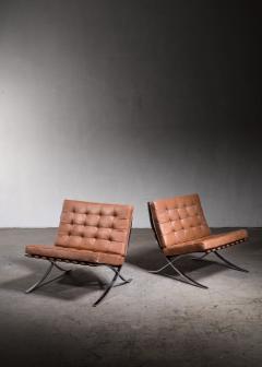 Ludwig Mies Van Der Rohe Pair of original Barcelona chairs 1st Knoll edition - 3094337