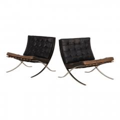 Ludwig Mies Van Der Rohe Rare Early Pair of Mies van der Rohe Barcelona Chairs Ottoman c 1960 - 4132362