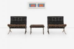 Ludwig Mies Van Der Rohe Rare Early Pair of Mies van der Rohe Barcelona Chairs Ottoman c 1960 - 4132369