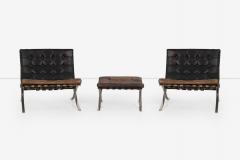 Ludwig Mies Van Der Rohe Rare Early Pair of Mies van der Rohe Barcelona Chairs Ottoman c 1960 - 4132370