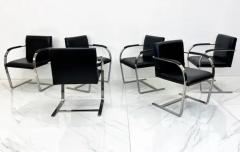 Ludwig Mies Van Der Rohe Set of 6 Ludwig Mies van der Rohe Brno Chairs in Black Leather Knoll - 3176212