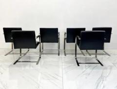 Ludwig Mies Van Der Rohe Set of 6 Ludwig Mies van der Rohe Brno Chairs in Black Leather Knoll - 3176213