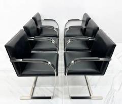 Ludwig Mies Van Der Rohe Set of 6 Ludwig Mies van der Rohe Brno Chairs in Black Leather Knoll - 3176247