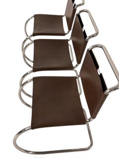 Ludwig Mies Van Der Rohe Set of 6 Mies van der Rohe Leather MR10 Dining Chairs Knoll International 1960 - 4492215