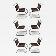 Ludwig Mies Van Der Rohe Set of 6 Mies van der Rohe Leather MR10 Dining Chairs Knoll International 1960 - 4492223