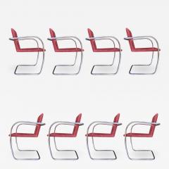 Ludwig Mies Van Der Rohe Set of Eight Knoll Mies van der Rohe Tubular Brno Dining Chairs in Leather - 2724775