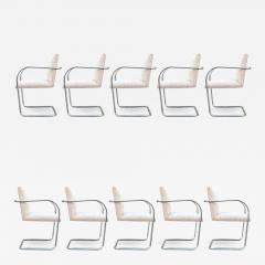 Ludwig Mies Van Der Rohe Set of Eight Knoll Mies van der Rohe Tubular Brno Dining Chairs in Leather - 2796391