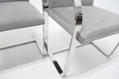 Ludwig Mies Van Der Rohe Set of Four Gray Suede Mies van der Rohe Brno Chairs - 1235216