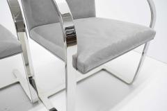 Ludwig Mies Van Der Rohe Set of Four Gray Suede Mies van der Rohe Brno Chairs - 1235217