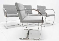 Ludwig Mies Van Der Rohe Set of Four Gray Suede Mies van der Rohe Brno Chairs - 1235218