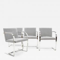 Ludwig Mies Van Der Rohe Set of Four Gray Suede Mies van der Rohe Brno Chairs - 1236007