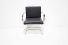 Ludwig Mies Van Der Rohe Set of Six Brno Chairs in Black Faux Leather - 1900360