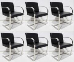 Ludwig Mies Van Der Rohe Set of Six Brno Chairs in Black Faux Leather - 1900364